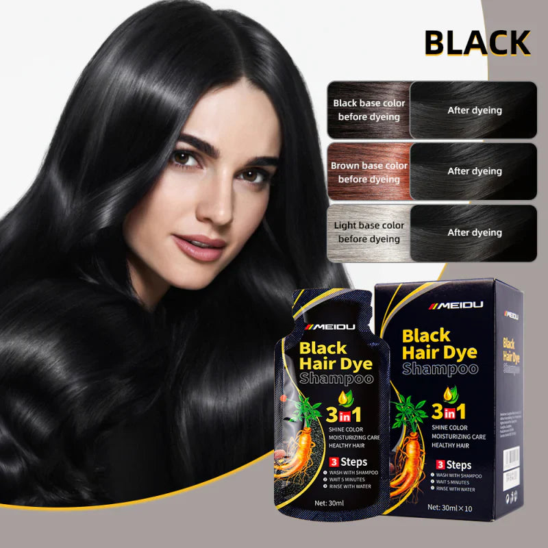 3 Aplicaciones de Shampoo Cubre Canas Meidu Sobres de 30ml