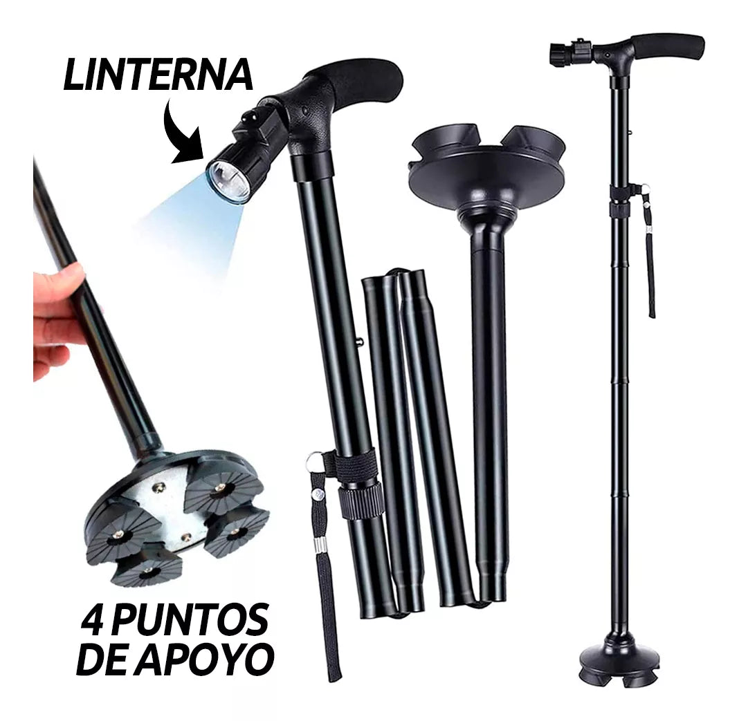 Bastón Cuatro Puntas Plegable