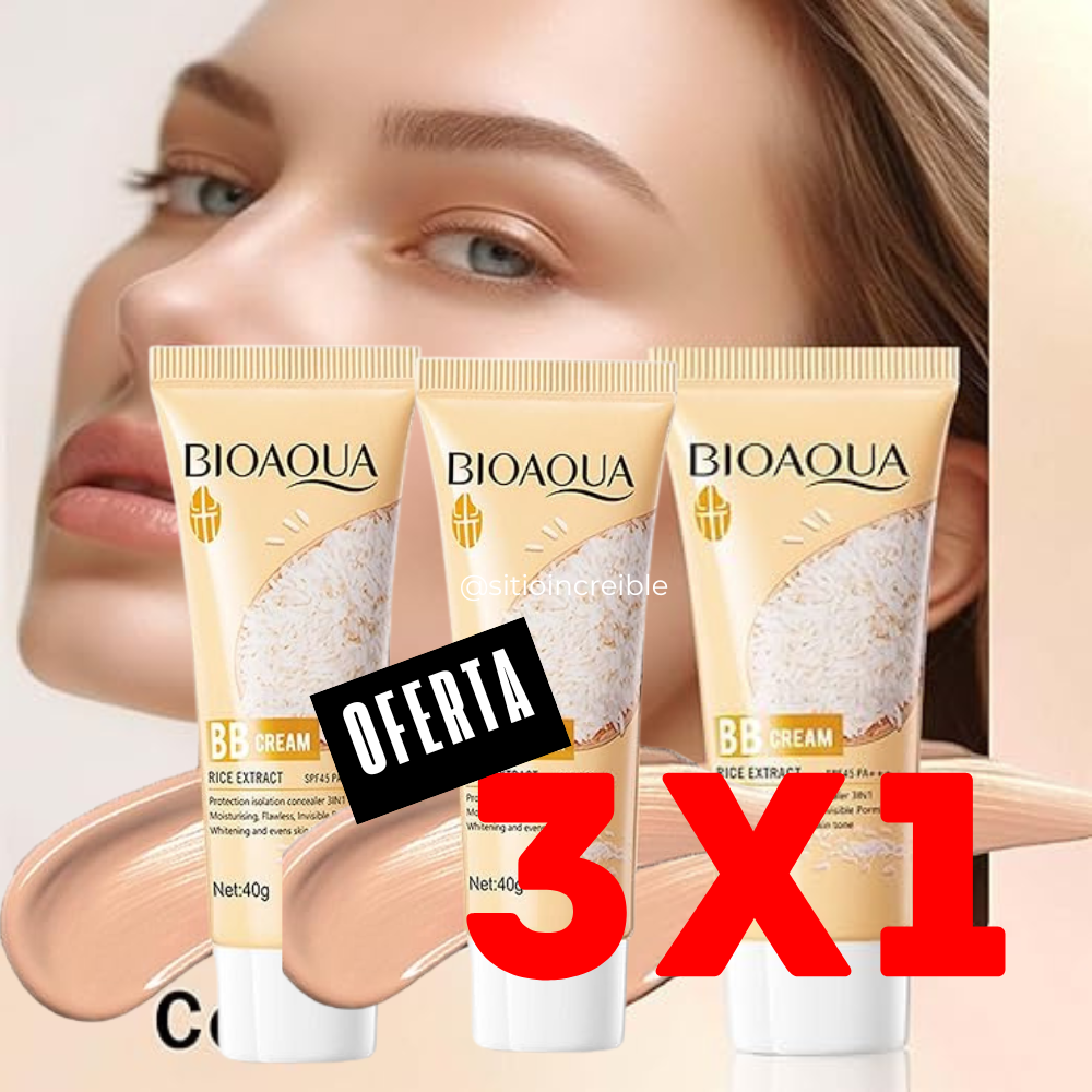3 x 1 ( Paga 1 y lleva 2 ) Crema correctora BIOAOUA BB con pulpa cruda de arroz