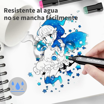 SET PROFESIONAL MARCADORES DOBLE PUNTA 60 PIEZAS
